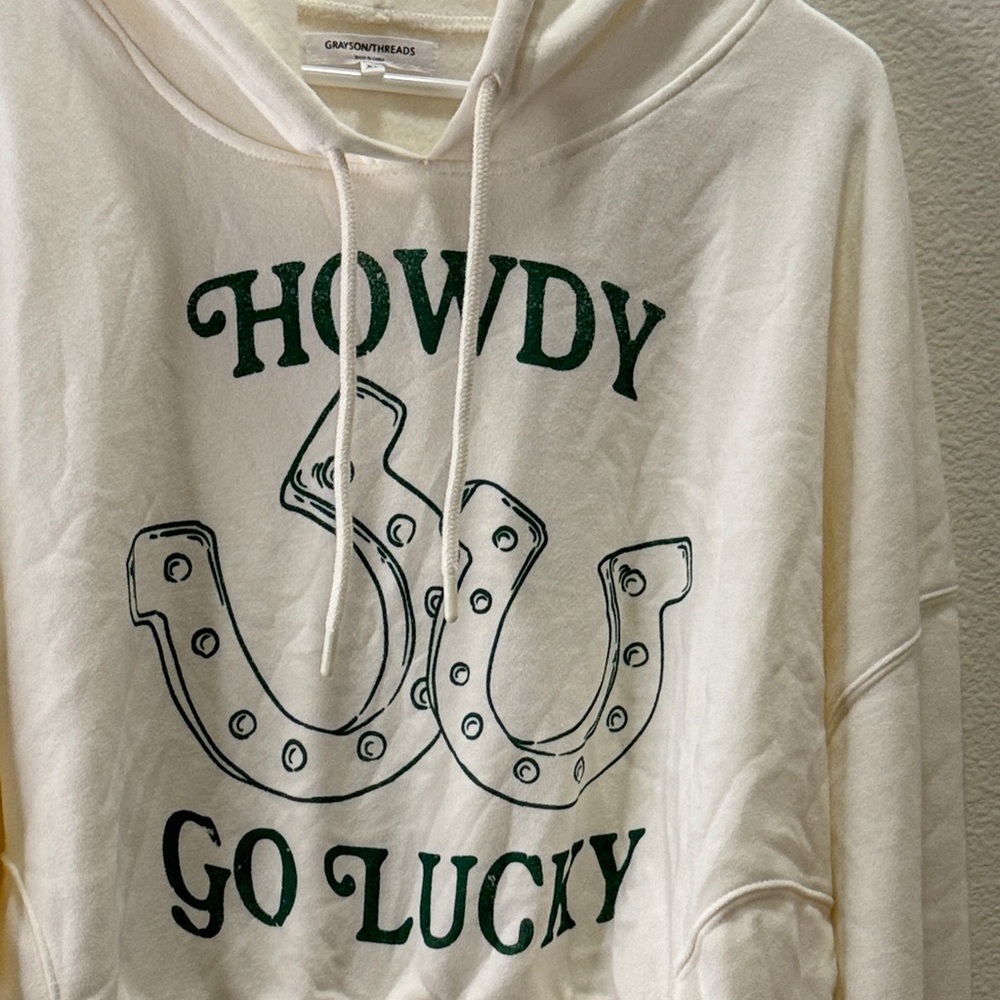 Grayson Threads Cream Hoodie with Green Graphic
